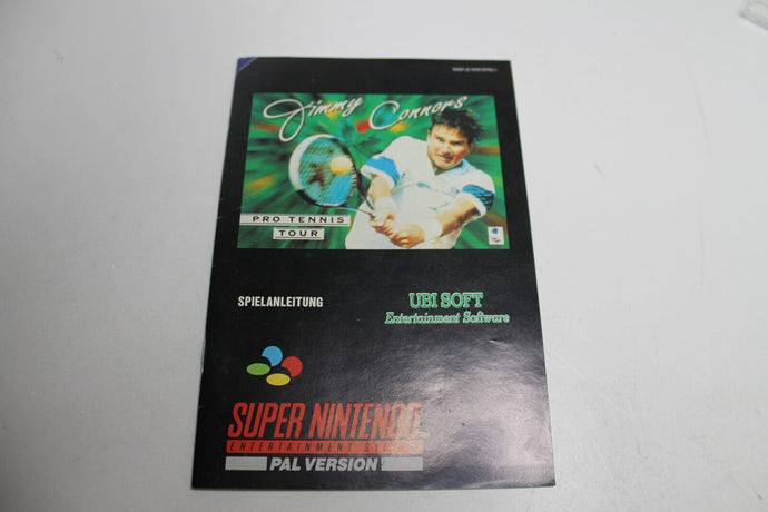 SNES Spiel • Jimmy Connors: Pro Tennis Tour • Super Nintendo • Nur Anleitung